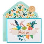 Floral Banner Thank You Boxed Blank Note Cards with Envelopes, 12-Count - Papyrus - Image 1