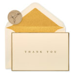 Gold Border Thank You Boxed Blank Note Cards and Envelopes, 16-Count - Papyrus - Image 1